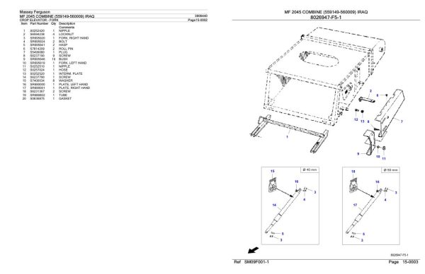 Massey Ferguson MF 2045 Combine IRAQ Parts Catalog 3906440 2