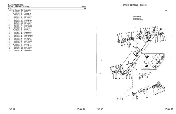 Massey Ferguson MF 206 Combine Parts Catalog 1646183 2