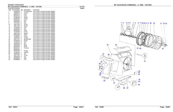 Massey Ferguson MF 22 23 25 26 Combine 1996 Parts Catalog 1637290 2
