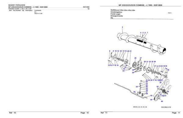 Massey Ferguson MF 22S 22 23 25 26 Combine 1996 Parts Catalog S0813868 2