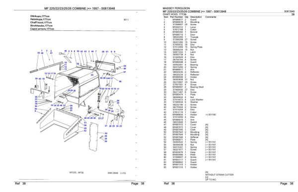 Massey Ferguson MF 22S 22 23 25 26 Combine 1997 Parts Catalog S0813948 1