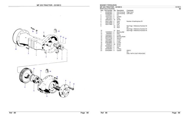 Massey Ferguson MF 233 Tractor Parts Catalog 3310613 2