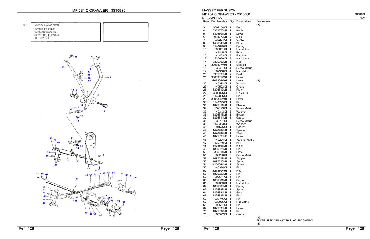 Massey Ferguson MF 234 C Crawler Parts Catalog 3310580 1
