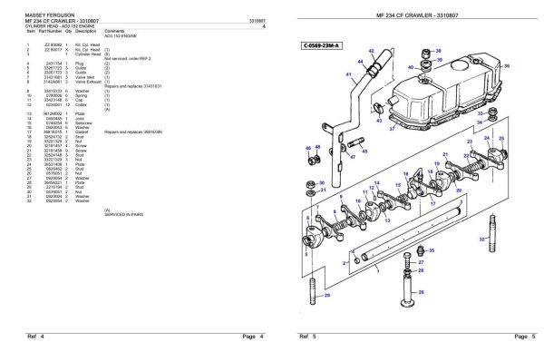 Massey Ferguson MF 234 CF Crawler Parts Catalog 3310807 1