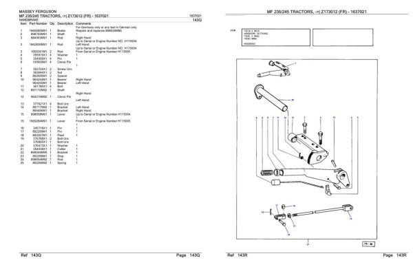 Massey Ferguson MF 235 245 Tractor Parts Catalog 1637021 2