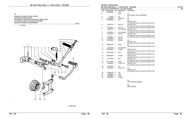 Massey Ferguson MF 235 Tractor Parts Catalog 1637058 2