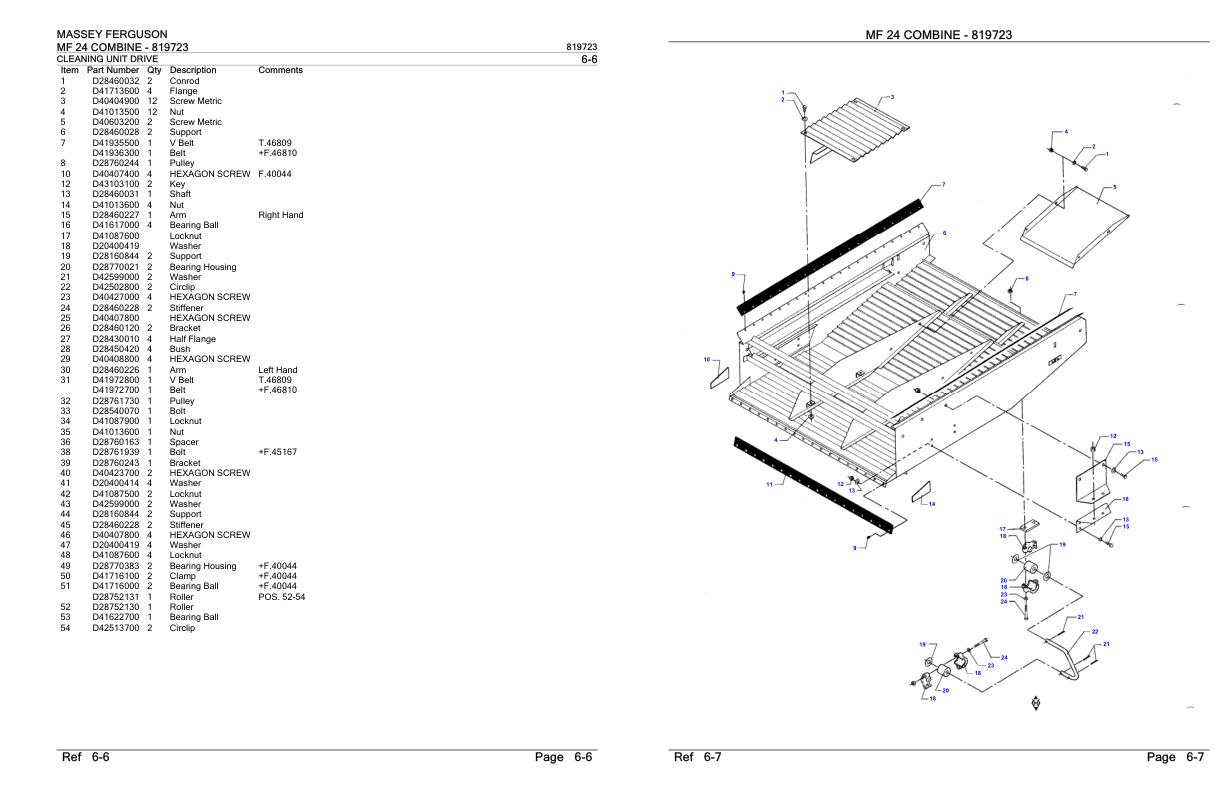 Massey Ferguson MF 24 Combine Parts Catalog 819723 1