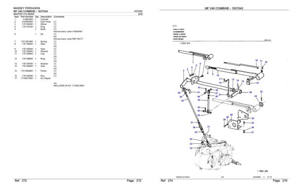 Massey Ferguson MF 240 Combine Parts Catalog 1637042 1