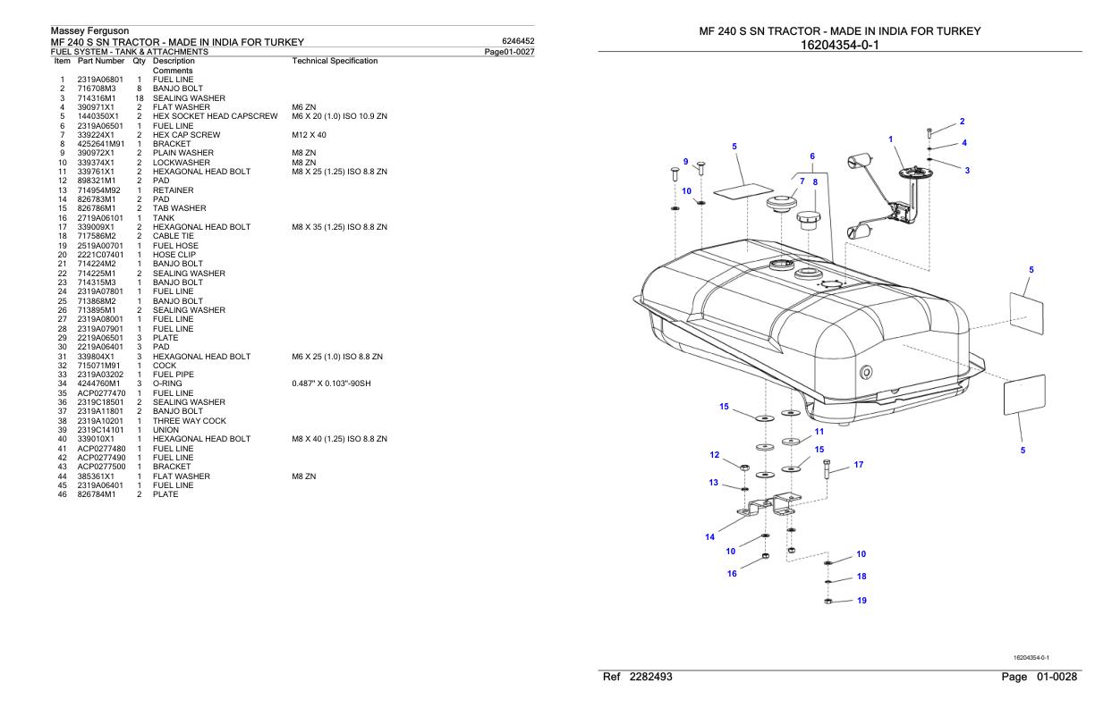 Massey Ferguson MF 240 S Tractor Parts Catalog 6246452 1