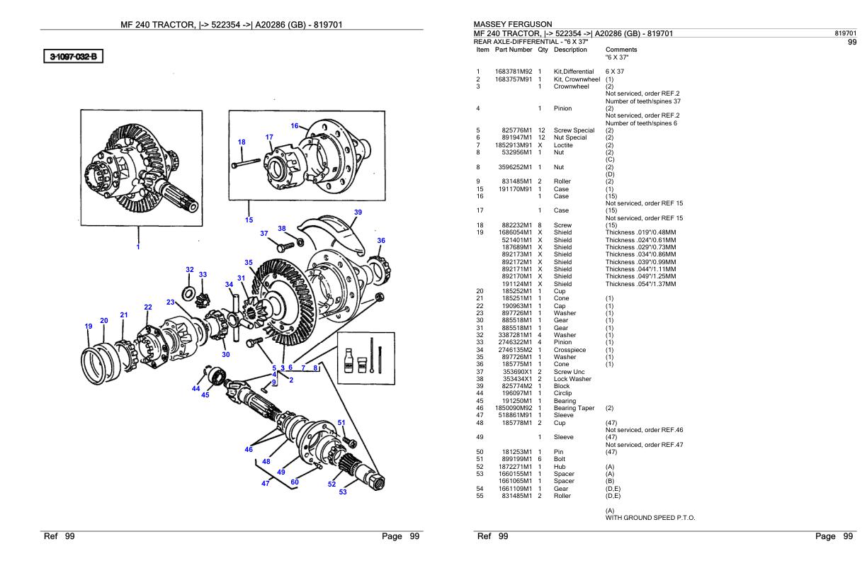 Massey Ferguson MF 240 Tractor Parts Catalog 819701 1