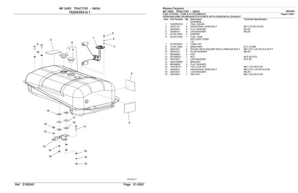Massey Ferguson MF 240S Tractor Parts Catalog 3906369 1