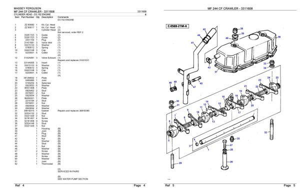 Massey Ferguson MF 244 CF Crawler Parts Catalog 3311608 1