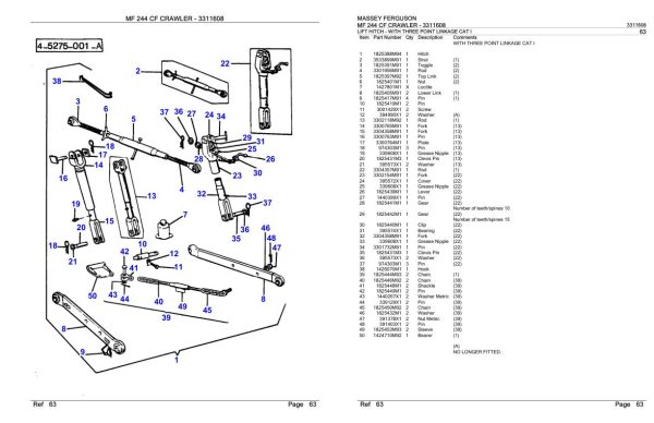 Massey Ferguson MF 244 CF Crawler Parts Catalog 3311608 2
