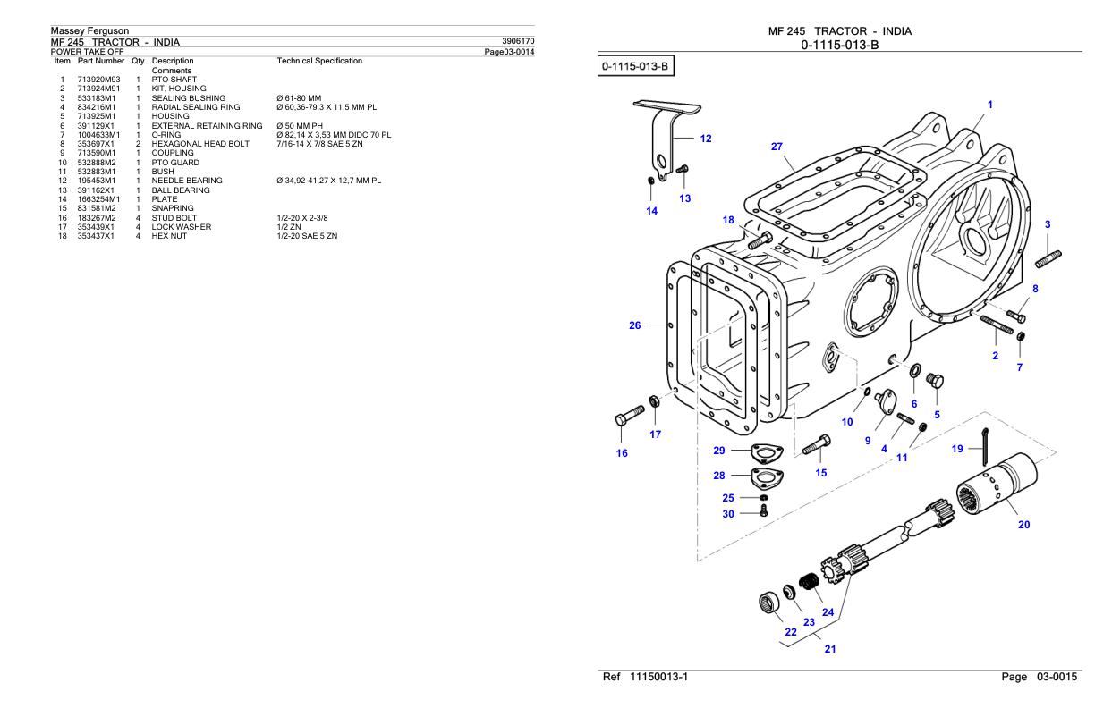 Massey Ferguson MF 245 Tractor Parts Catalog 3906170 1