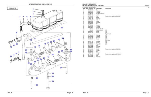 Massey Ferguson MF 250 Tractor Parts Catalog 1637053 1