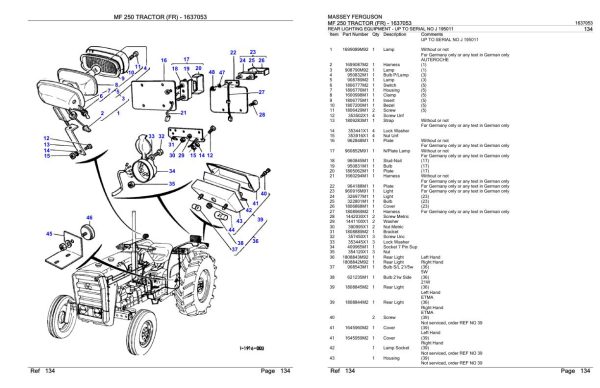 Massey Ferguson MF 250 Tractor Parts Catalog 1637053 2