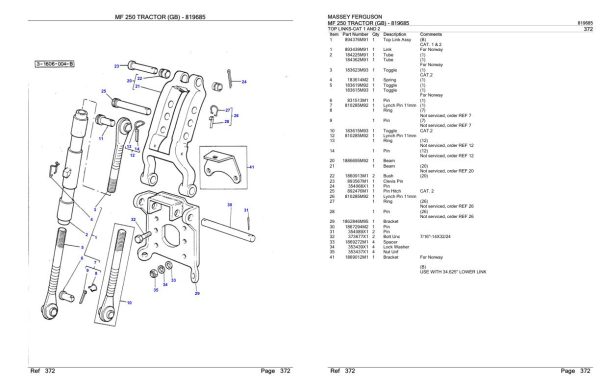 Massey Ferguson MF 250 Tractor Parts Catalog 819685 2