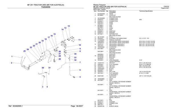 Massey Ferguson MF 251 Tractor Parts Catalog C025102 1