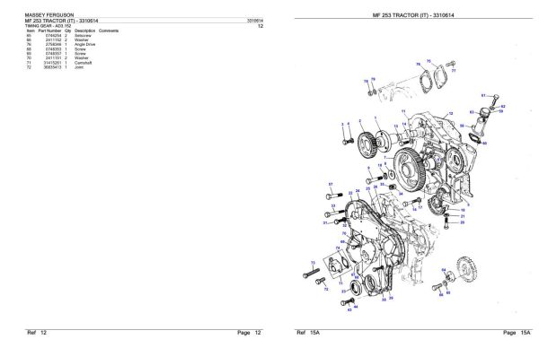 Massey Ferguson MF 253 Tractor Parts Catalog 3310614 1
