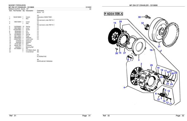 Massey Ferguson MF 254 CF Crawler Parts Catalog 3310806 2