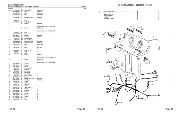 Massey Ferguson MF 254 Tractor Parts Catalog 3310600 1