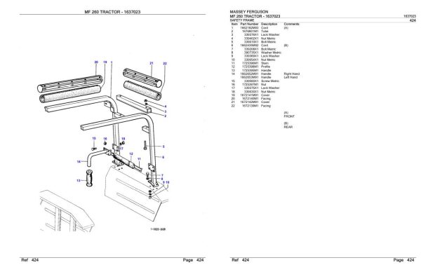 Massey Ferguson MF 260 Tractor Parts Catalog 1637023 1
