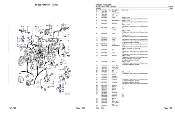 Massey Ferguson MF 260 Tractor Parts Catalog 1637023 2