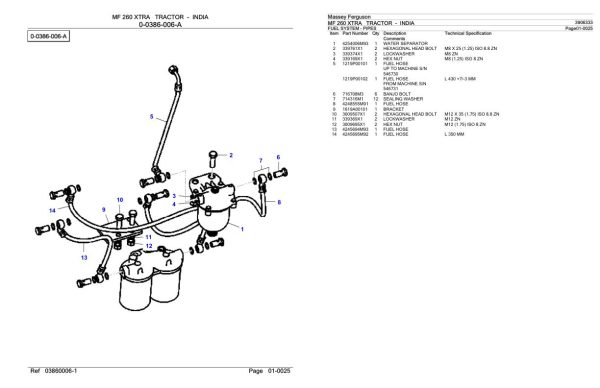 Massey Ferguson MF 260 XTRA Tractor Parts Catalog 3906333 1
