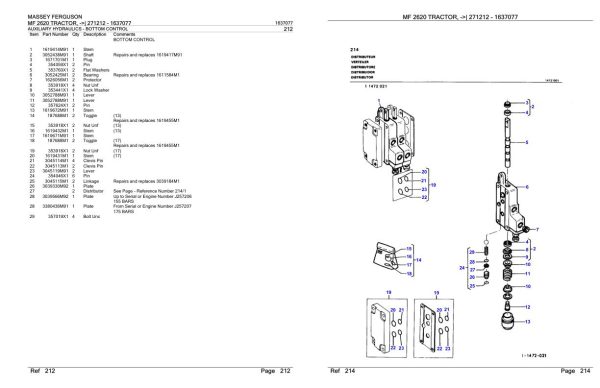 Massey Ferguson MF 2620 Tractor Parts Catalog 1637077 1
