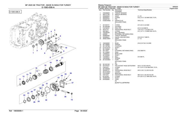 Massey Ferguson MF 2620 Tractor Parts Catalog 3906249 1