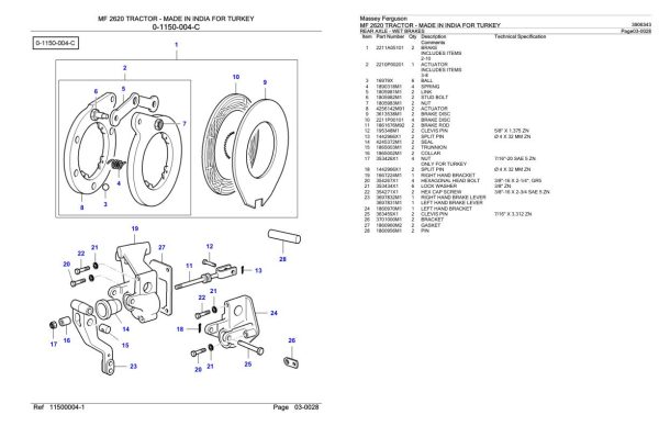 Massey Ferguson MF 2620 Tractor Parts Catalog 3906343 1