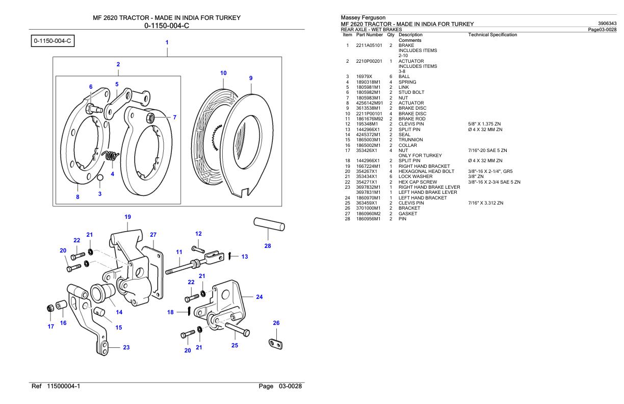 Massey Ferguson MF 2620 Tractor Parts Catalog 3906343 1