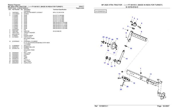 Massey Ferguson MF 2620 XTRA Tractor Parts Catalog 3906477 1