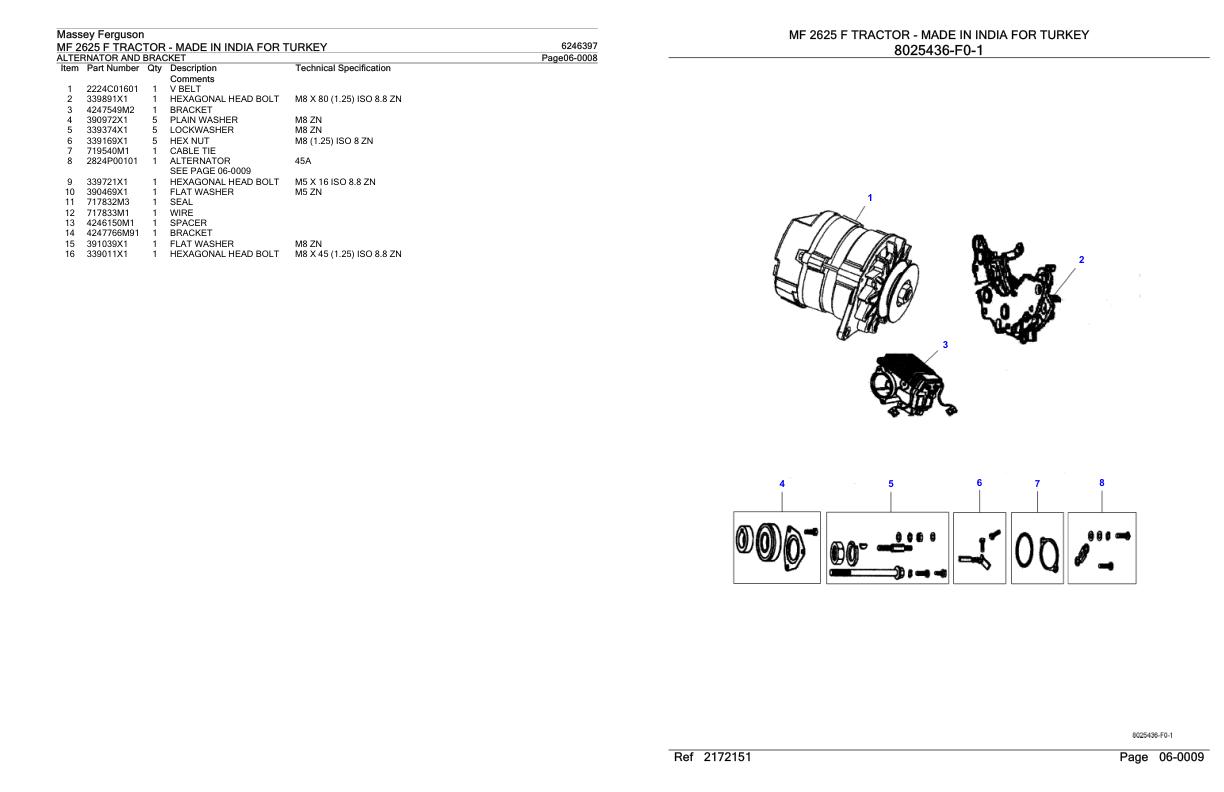 Massey Ferguson MF 2625 F Tractor Parts Catalog 6246397 1
