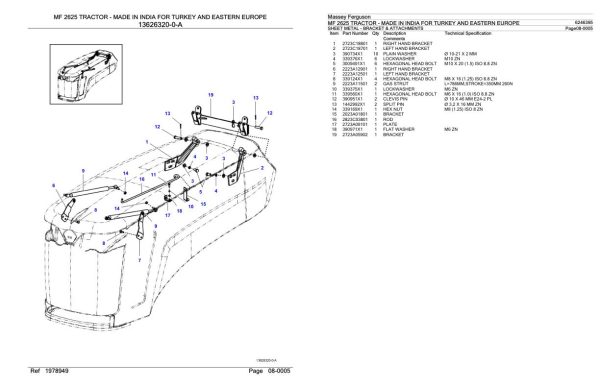 Massey Ferguson MF 2625 Tractor Parts Catalog 6246395 1
