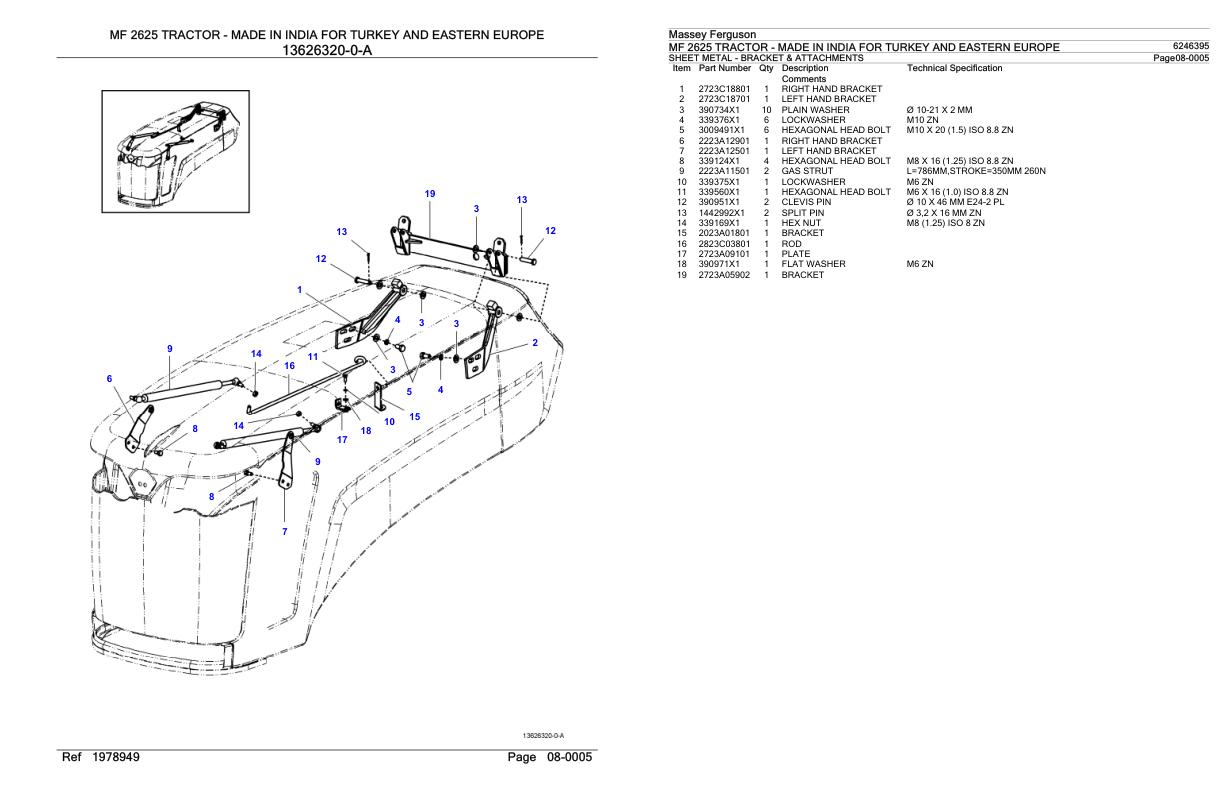Massey Ferguson MF 2625 Tractor Parts Catalog 6246395 1