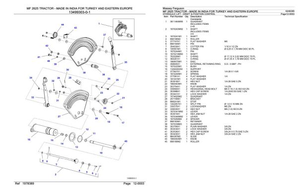 Massey Ferguson MF 2625 Tractor Parts Catalog 6246395 2