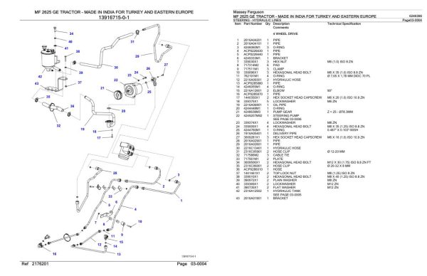 Massey Ferguson MF 2625 Tractor Parts Catalog 6246396 1