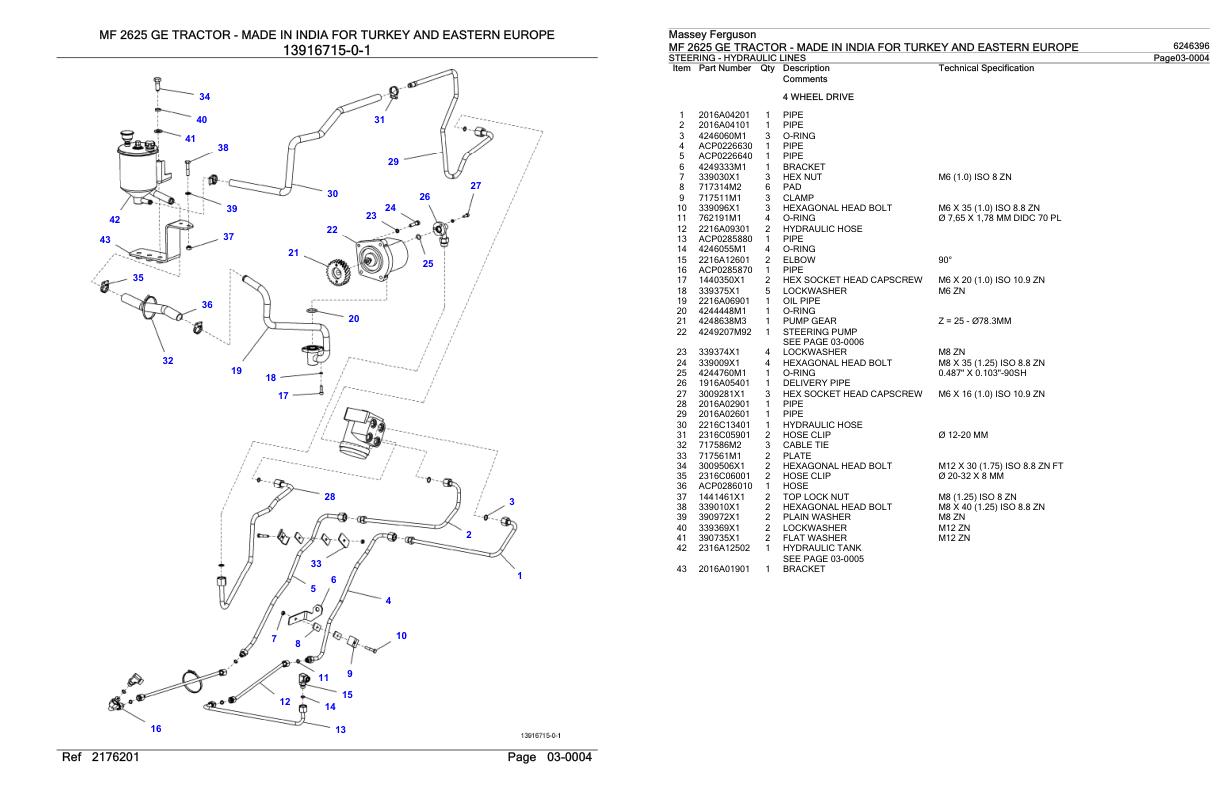 Massey Ferguson MF 2625 Tractor Parts Catalog 6246396 1