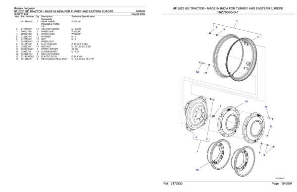 Massey Ferguson MF 2625 Tractor Parts Catalog 6246396 2