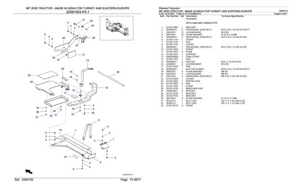 Massey Ferguson MF 2630 Tractor Parts Catalog 3906419 1