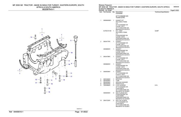 Massey Ferguson MF 2630 Tractor Parts Catalog 3906439 1