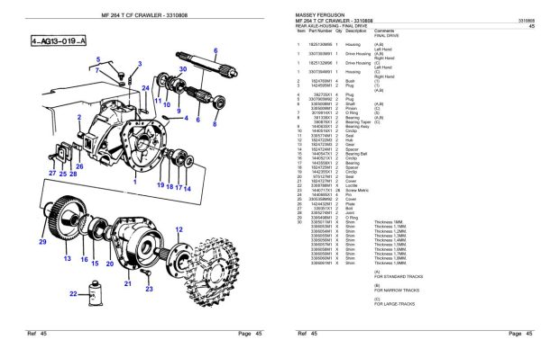 Massey Ferguson MF 264 T CF Crawler Parts Catalog 3310808 1