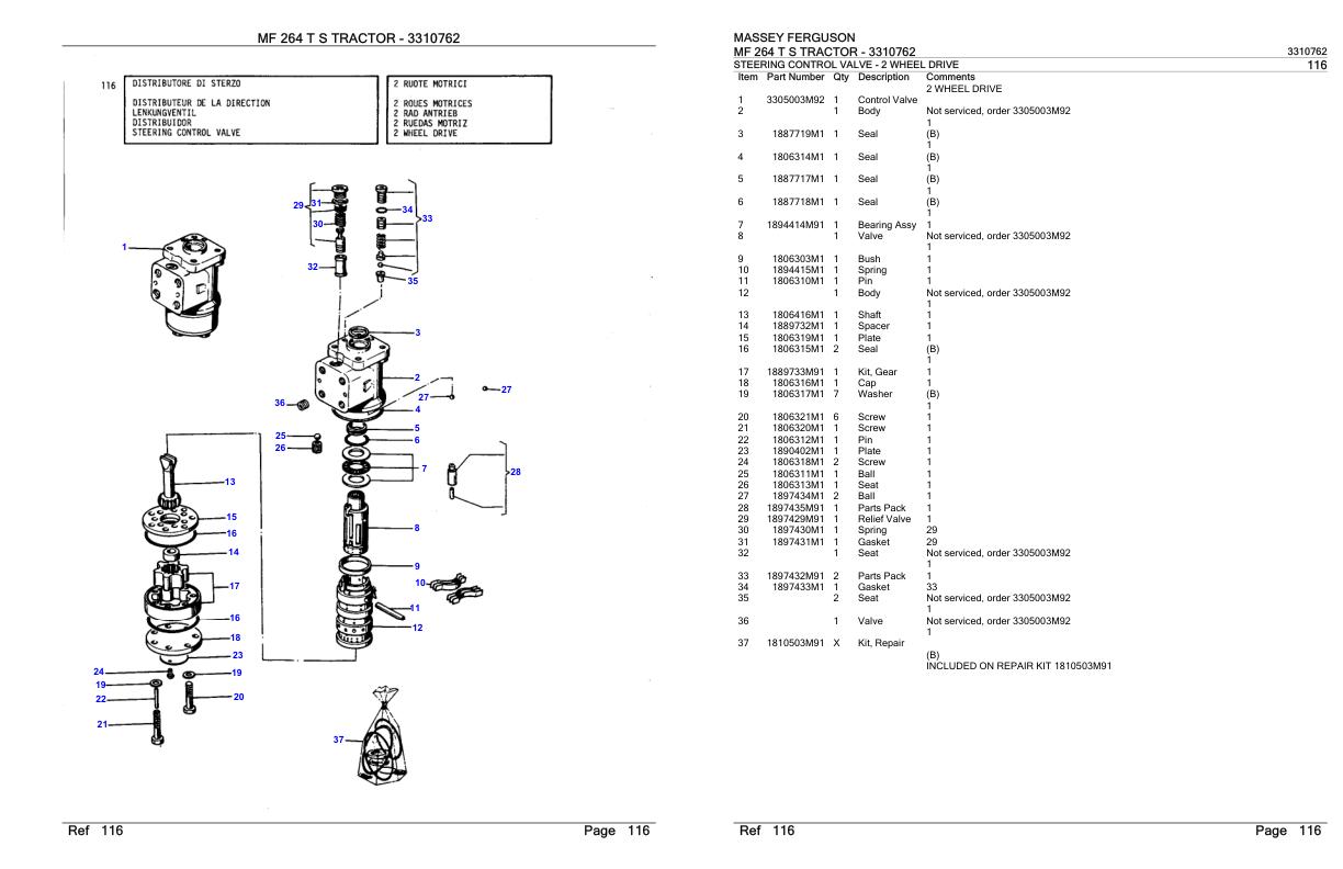 Massey Ferguson MF 264 T S Tractor Parts Catalog 3310762 1