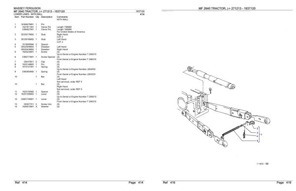 Massey Ferguson MF 2640 Tractor Parts Catalog 1637120 1