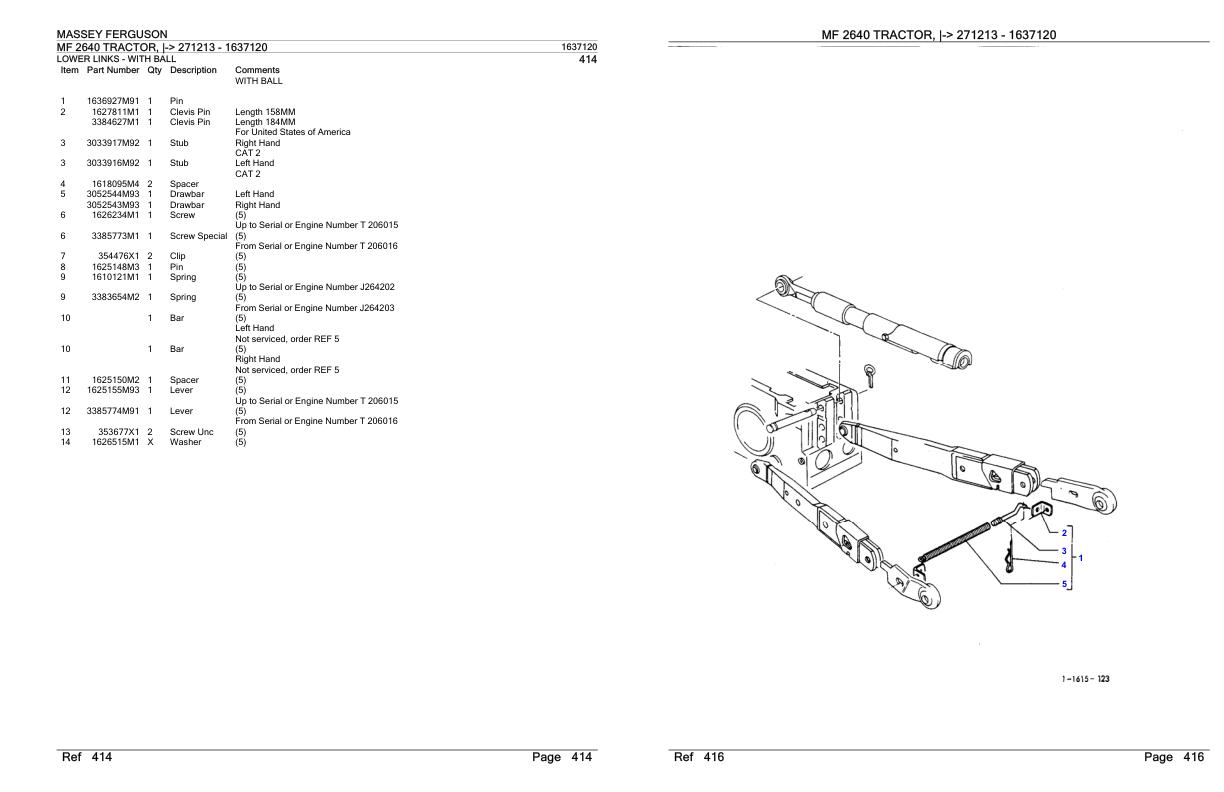 Massey Ferguson MF 2640 Tractor Parts Catalog 1637120 1