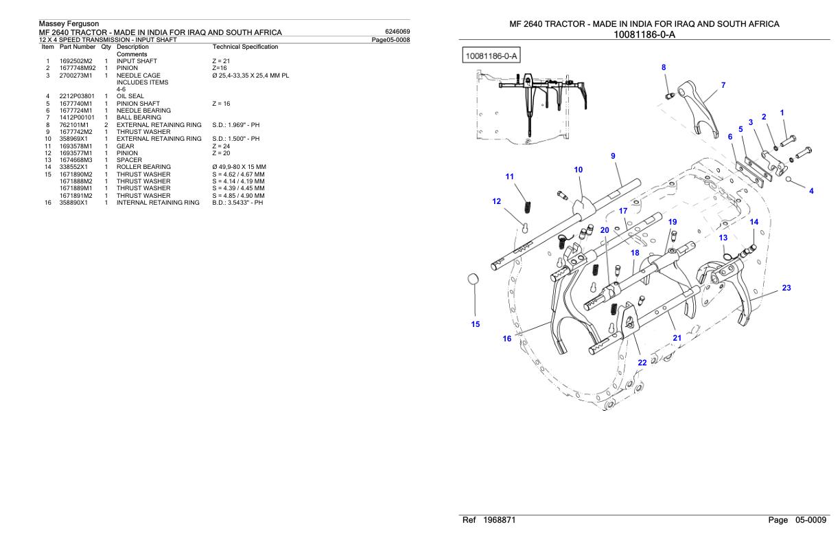 Massey Ferguson MF 2640 Tractor Parts Catalog 6246069 1