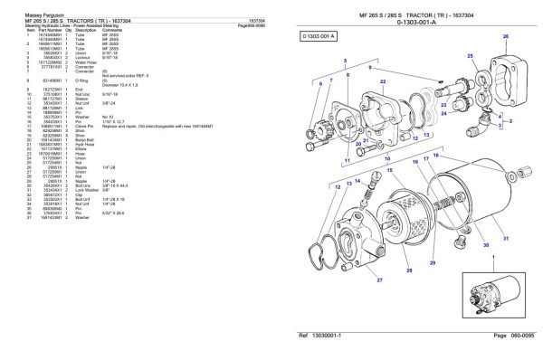 Massey Ferguson MF 265 S 285 S Tractor Parts Catalog 1637304 1