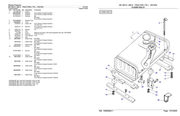 Massey Ferguson MF 265 S 285 S Tractor Parts Catalog 1637304 2