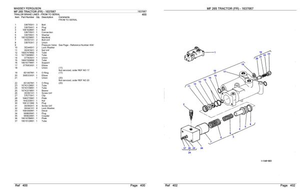 Massey Ferguson MF 265 Tractor Parts Catalog 1637067 2